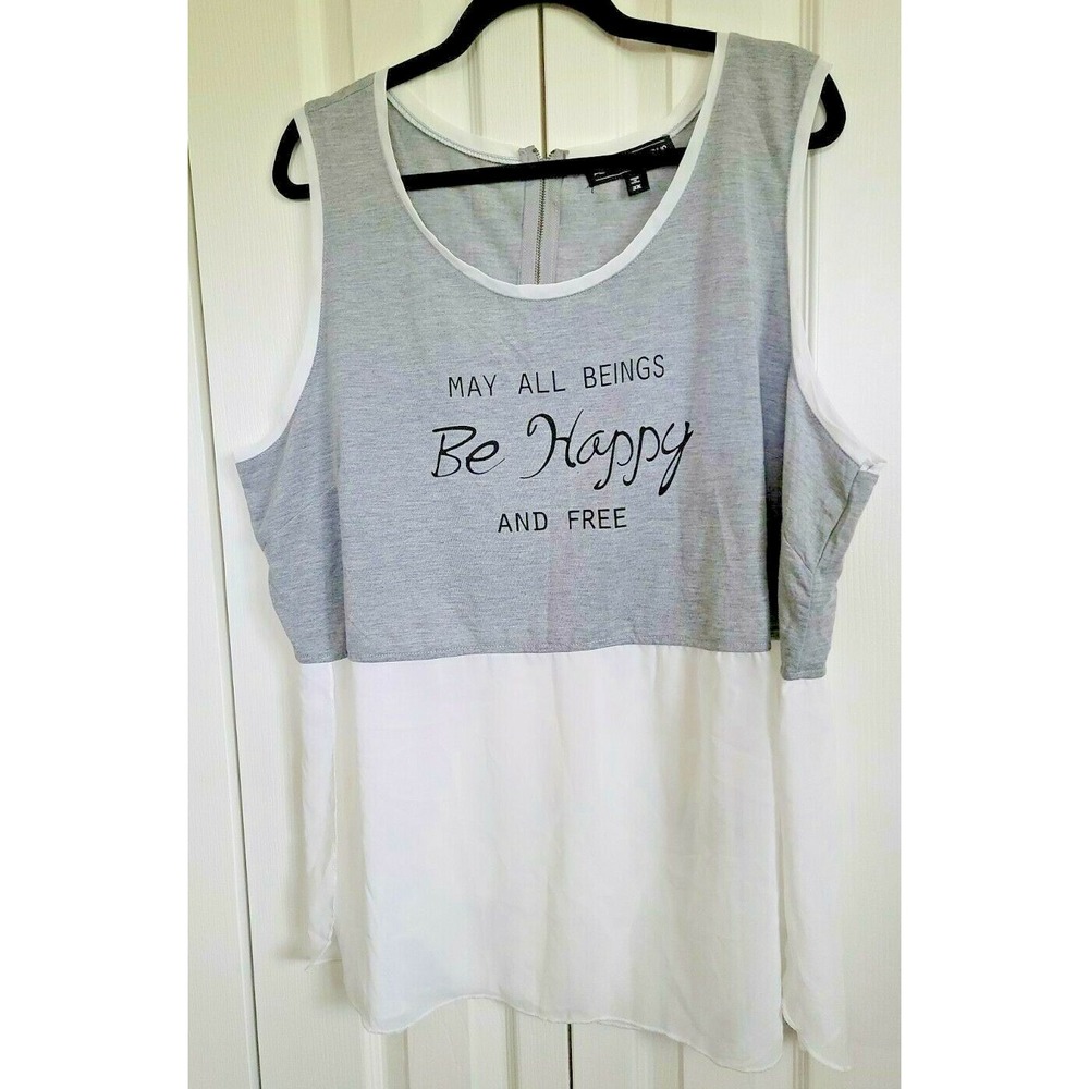 Almost Famous 3X Plus Size Blouse Tank Soft with Chiffon‎ Bottom Zip Back